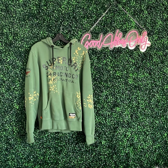 MINT SuperDry Hoodie Sweater Hood medium Distressed Style - Picture 3 of 7